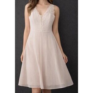 Elise Ryan Blush Pink Lace Fit & Flare Dress – Women’s Size UK 8 EU 36 US 4 NWT